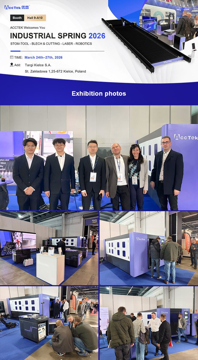 ACCTEKGROUP's tweet image. Industrial Spring 2026 — wrapped up! 🇵🇱

Great to connect with partners and professionals across Europe.
Strong interest in fiber laser cutting and smart manufacturing solutions.
Exhibition ends, but our support continues.
#LaserCutting #FiberLaser #CNC #Manufacturing #AccTek