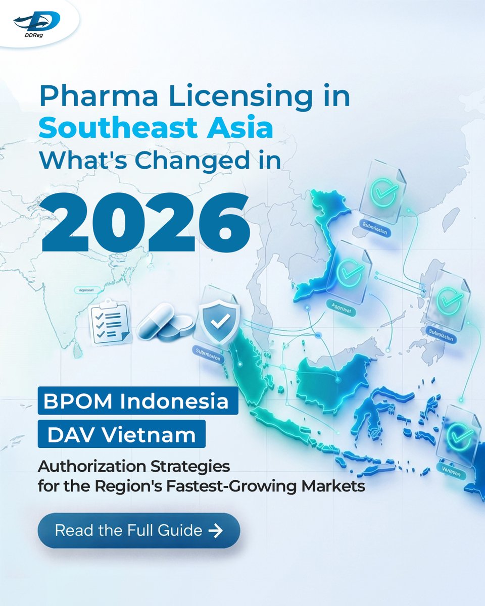 DDRegPharma's tweet image. 700 million people. Two booming markets. One guide to help you enter them. 

Read the full guide to get started 👇 

tinyurl.com/bde8sje7

#Pharma #SoutheastAsia #RegulatoryAffairs #Indonesia #Vietnam #ASEAN #Pharmaceutical #Industry #BPOM #DAV #Healthcare #DDReg #Blogs