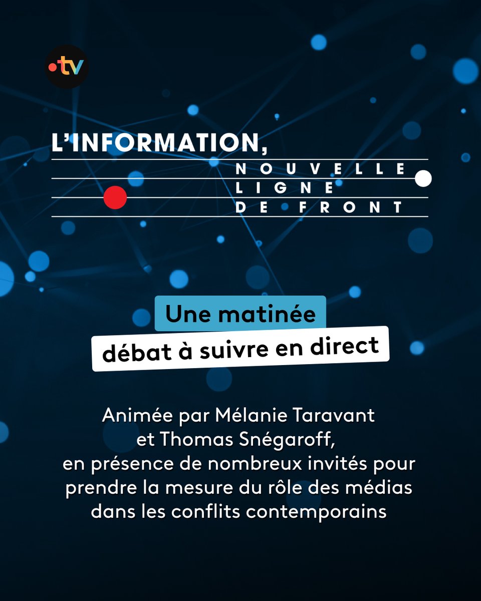 Francetele's tweet photo. 🔴 💬 L'information, nouvelle ligne de front !

Guerre, ingérences, désinformation : comment les médias font-ils face ?

🎙️ Une matinée de débats avec Mélanie Taravant et Thomas Snégaroff

📲  À suivre en direct sur @FranceTV et YouTube : https://t.co/SPQrPKmUDt https://t.co/TrIXWtLK3h
