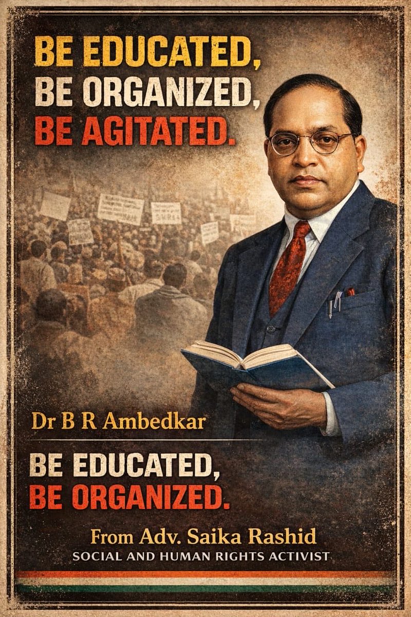 On Ambedkar Jayanti, we honor Babasaheb Dr. B.R. Ambedkar’s legacy of social justice, liberty, and fraternity. May his ideals of equality and dignity inspire us to build an inclusive nation. Jai Bhim.
