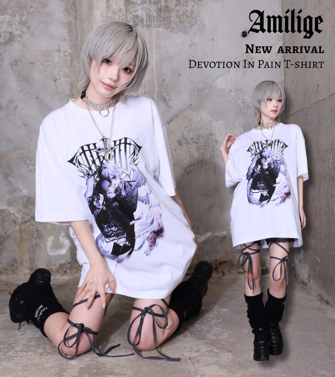 OfficialAmilige's tweet photo. ＼　😈New　Arrival👼　／
めちゃかわ新作Tシャツ、発売start！！ダークな世界に描かれた天使と悪魔。Amiligeの世界観がたっぷりな1枚。性別関係なく着れるから、お揃いリンクコーデも♡♡

【 Web先行発売👇ここからチェック 】
https://t.co/2NaNDZLYzV https://t.co/J11ezIT05p