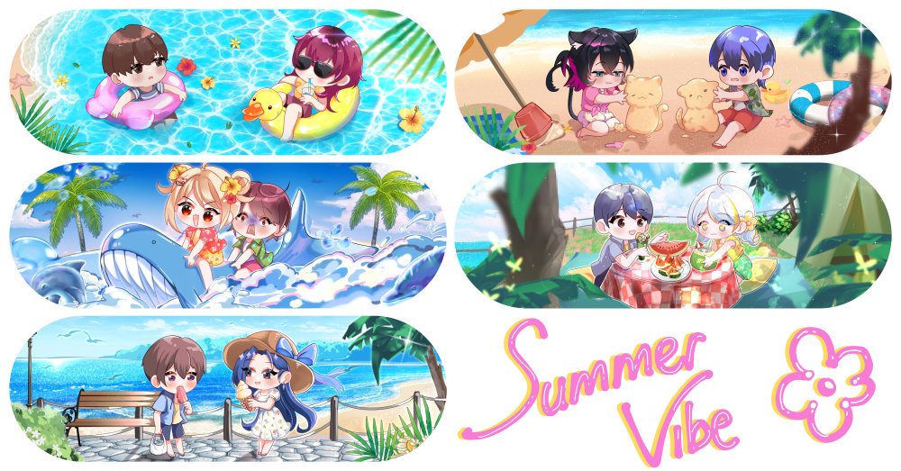 Preview for "Summer With Oshi" YCH!! 😎🏖🐳🌴🍦
Kapan lagi having fun sama oshiiiiiii?! 
Nanti mampir yah ke streamnya!

#Piallete