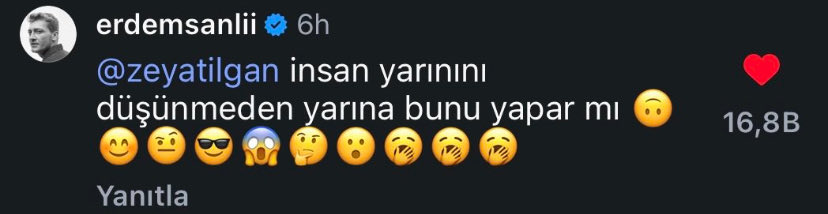 Mesela bu yorum ne alakaydı iso fadime olarak değildi bu posttaki  erdemin uykulu fotoğrafıyla alakalı sete sakın uykusuz gelme demişti Zeynep e sonra bu bir tehdit mi demişti Zeynep ve bunu yazmıştı #erzey #isfad