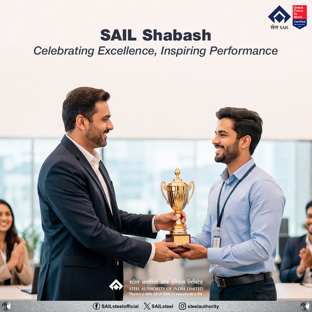SAILsteel's tweet image. SAIL Shabash honours exceptional dedication and achievements of employees who drive performance daily. Celebrating those who set new benchmarks and strengthen excellence across SAIL.

 #SAIL #SAILShabash #Excellence