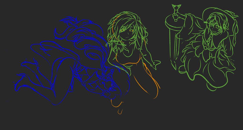 midxer's tweet photo. 』Hilo de garabatos//Doodle thread
『ーWip excusa para dibujar a Layla y koishi juntas con Munz
『Tengo que detallar un diseño más elaborado para la manzana https://t.co/A3XG75fjwV