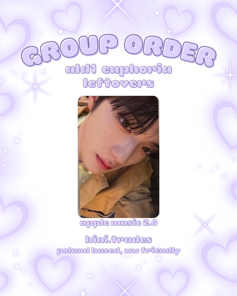 [ group order ] mercari batch
alpha drive one ald1 the 1st mini album euphoria apple music 2.0

cena: 17,01 zł 
+ ems, customs i wysyłka po polsce (bardzo małe kwoty) 

set jest już secured