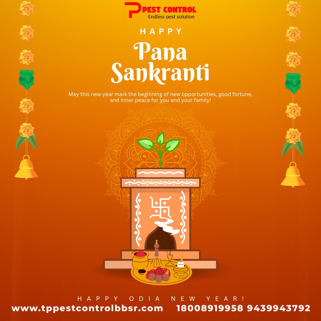 TpPest's tweet photo. ✨ Celebrate new beginnings this Pana Sankranti with a pest-free home and a peaceful mind. Happy Odia New Year! 🌿 https://t.co/6nPp2wuX0f