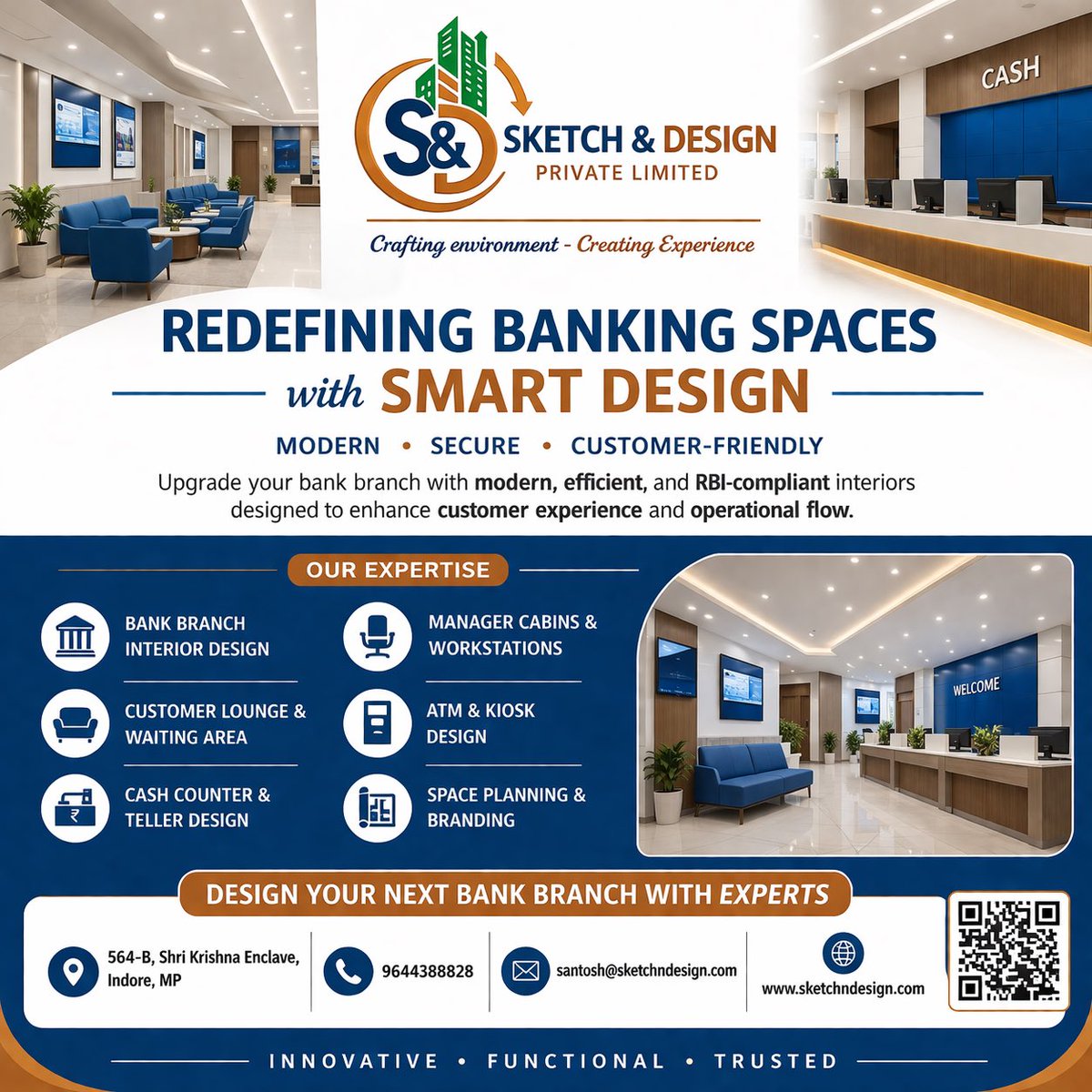sketchndesign_'s tweet image. At SKETCH &amp;amp; DESIGN PRIVATE LIMITED, we deliver innovative banking interior solutions that combine aesthetics, security, and functionality.

From concept to execution — we handle it all.

#BankInteriorDesign #CustomerExperience #BankingSolutions #InteriorExperts #SketchAndDesign