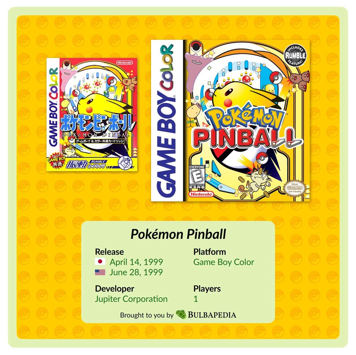 Today is the 27th anniversary of Pokémon Pinball, first released in ...