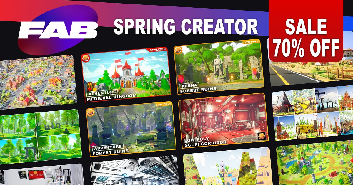 PolyArt3D's tweet photo. @fab   Spring Creator Sale starts now!
https://t.co/2JHq3BIeKH
70% off! until April 20.
Don’t miss out!📷

#FabSpringCreatorSale #SpringCreatorSale #MegaSale #PolyArt3D #unrealengine #UE #fab #indiedev #gamedev https://t.co/NPYFE1t6Fo