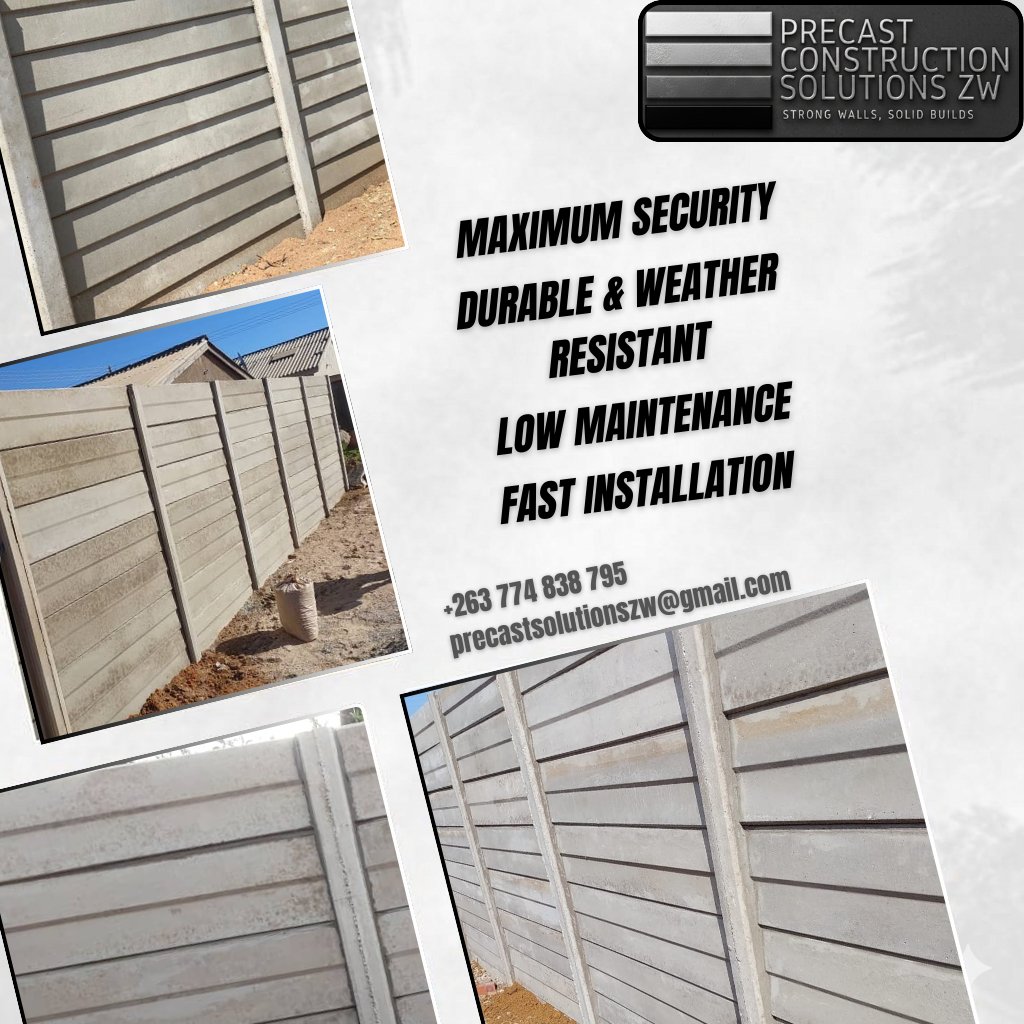precastsolution's tweet photo. One standard across every single project. 🧱✅
🔒 Maximum security
☔ Durable &amp; weather resistant
🔧 Low maintenance
⚡ Fast installation
14 day promo still running ⏳
1.8m $24 | 2.1m $28 | 2.5m $35 per metre
📞 +263 774 838 795
Zimbabwe-wide 🇿🇼 DM for a free quote.
#DurawallZW https://t.co/VANML9c8sF