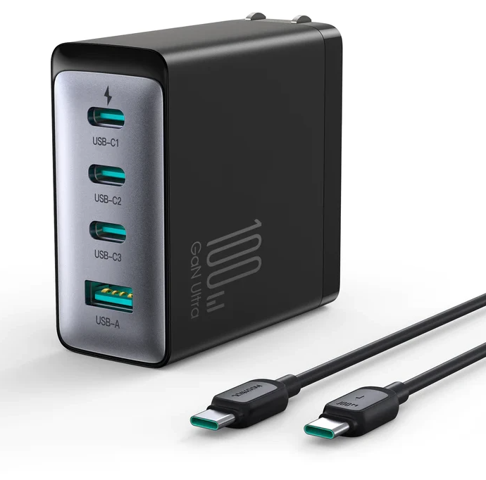 GW_CHATAN's tweet image. 本日紹介する商品はこちら٩( ''ω'' )و
#JOYROOM　TCG04 ¥6,980-
tekwind.co.jp/joyroom/produc…

最大 #100W出力 GaN搭載 #急速充電器
type-Cが３ポート
type-Aが1ポートの合計４ポート搭載

ノートPC・タブレット・スマートフォンなど幅広い危機に対応

ハイワットACアダプター購入は #パソコン工房 #北谷店