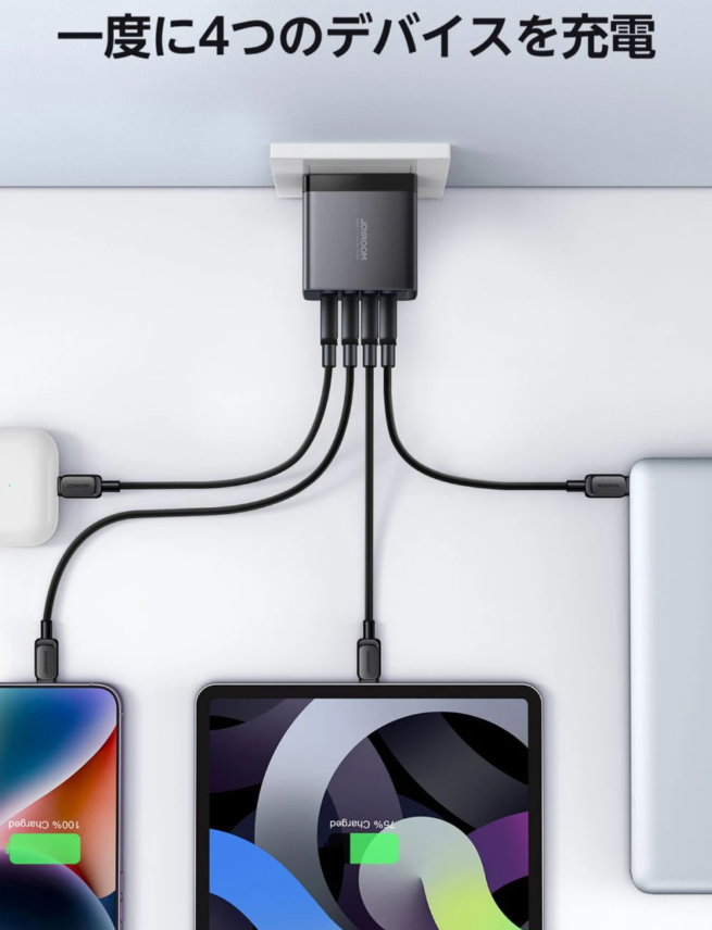 GW_CHATAN's tweet image. 本日紹介する商品はこちら٩( ''ω'' )و
#JOYROOM　TCG04 ¥6,980-
tekwind.co.jp/joyroom/produc…

最大 #100W出力 GaN搭載 #急速充電器
type-Cが３ポート
type-Aが1ポートの合計４ポート搭載

ノートPC・タブレット・スマートフォンなど幅広い危機に対応

ハイワットACアダプター購入は #パソコン工房 #北谷店