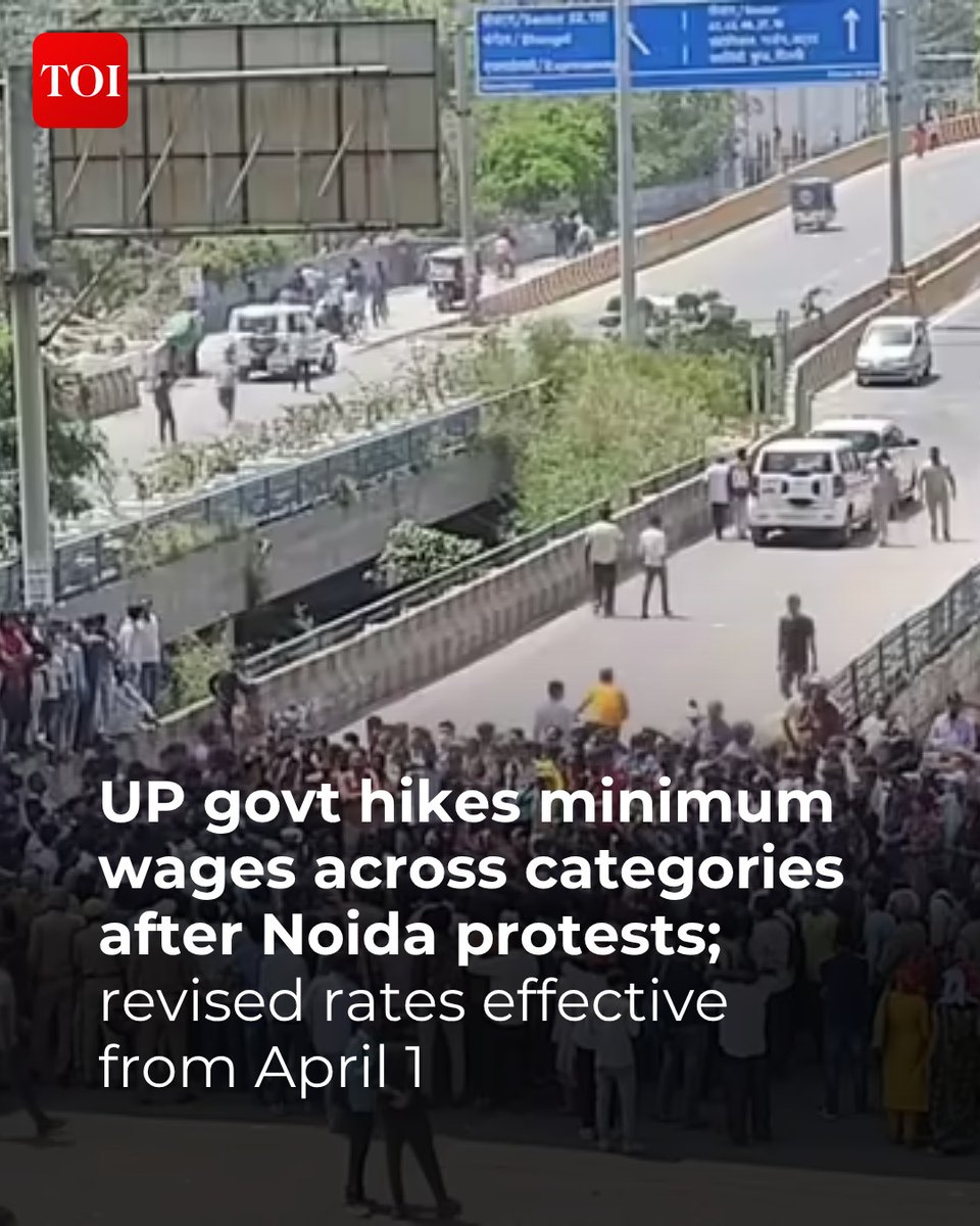 timesofindia's tweet image. The #UttarPradesh government has increased minimum wages across all worker categories following the recent unrest in #Noida, with the revised rates implemented retrospectively from April 1, officials said on Tuesday.

More details 🔗toi.in/6eB1Gb