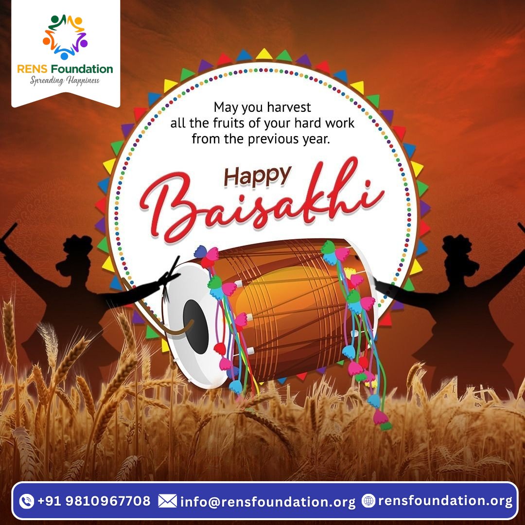 RENSFoundation's tweet photo. This Baisakhi, let’s share happiness, spread kindness, and uplift communities 🌾❤️
Wishing everyone a season of growth and positivity.

#HappyBaisakhi #RENSFoundation #SpreadKindness #CommunityCare #FestivalOfHarvest #ServeHumanity https://t.co/jkr0mFM0Ow