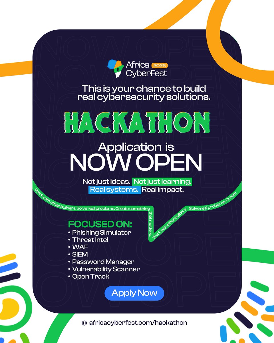 Hackathon Applications Are Now Open.

This is your chance to build something that actually matters.

Not just ideas.
Not just learning.
Real systems. Real impact.

From phishing simulators to SIEMs, vulnerability scanners to open-track innovation—
this is where builders come