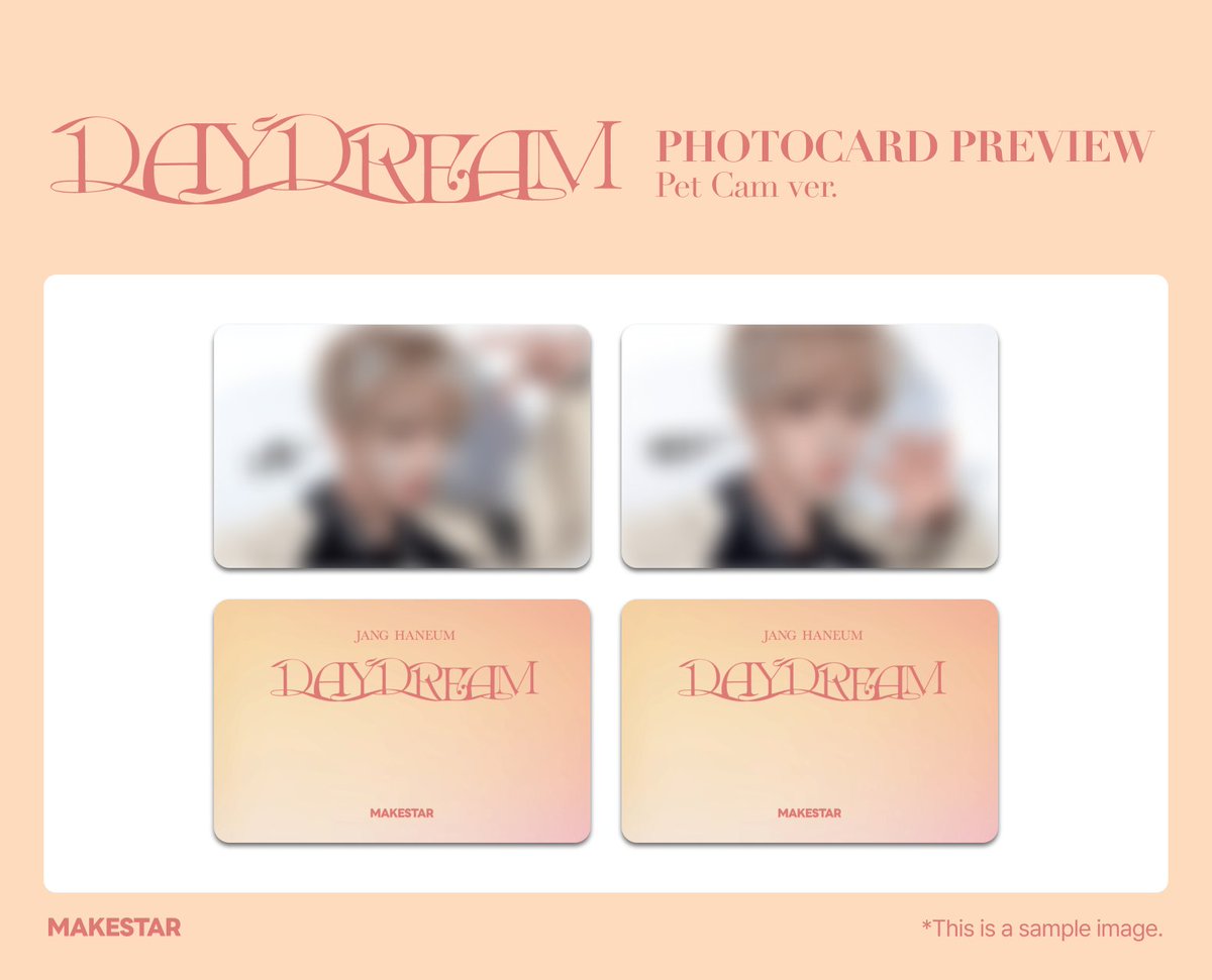 Makestarcorp's tweet photo. #장한음 JANG HANEUM The 2nd EP Album [DAYDREAM] FANSIGN & PHOTO EVENT IN SHANGHAI & CHINA VIDEO CALL EVENT

⏰마감 D-3

🥰대면 응모자 전원 미공개 중문 메시지 셀카 포토카드 (스티커 ver.) 프리뷰
🐶대면 응모자 추가 증정 셀커 포토카드 (펫캠  ver.) 프리뷰
📷포토회 응모자 전원 미공개 셀카 포토카드 (벚꽃 ver.) 프리뷰
☎️영통 응모자 전원 미공개 셀카 포토카드 (희노애락 ver.) 프리뷰

📅응모: ~ 2026.04.16(목) 00:59 (KST)

🔗https://t.co/SCvucA8NhO