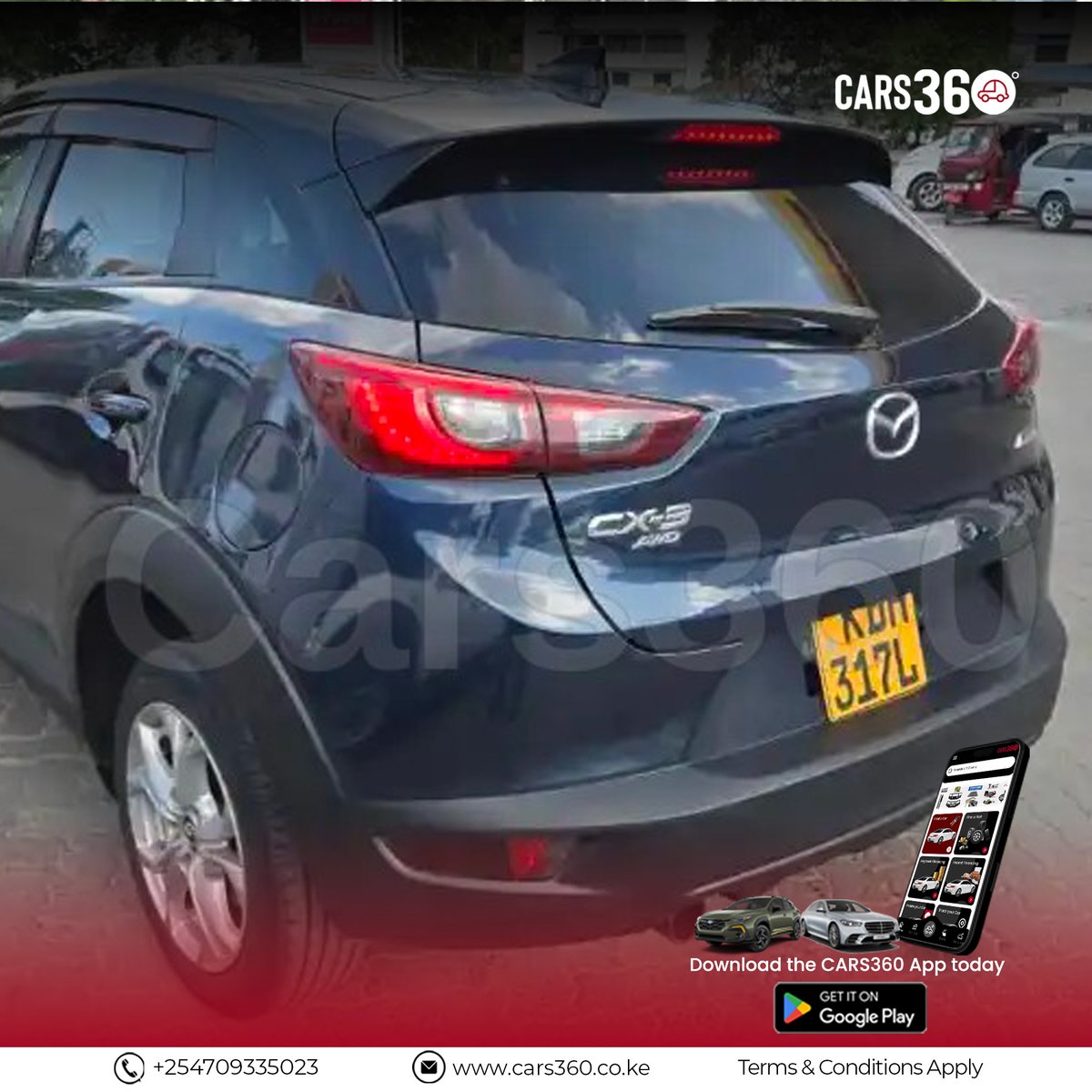 Hot Deal on CARS360!
2016 Mazda CX-3
1.5L Diesel | Automatic
SAVE KSH. 360,000!
Deposit from KSH. 417,000
Call: 0709335023
WhatsApp: 0712681681
Link: tinyurl.com/57c6tbr7
Download the CARS360 App on the Google Play Store today!
T&amp;Cs Apply
Search It. Find It. Drive It.