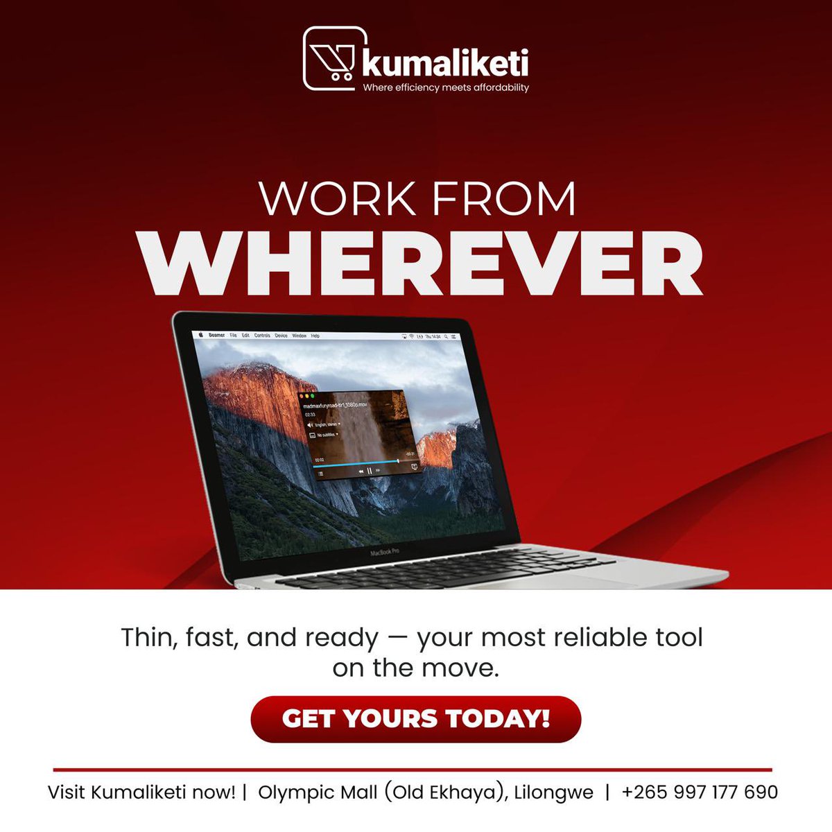 Kumaliketi_Mw's tweet image. KUMALIKETI LAPTOPS

Reliable laptops at great value 💻

📍 Olympic Mall (Old Ekhaya), Lilongwe
📞 +265 997 177 690

👉 Visit Kumaliketi today