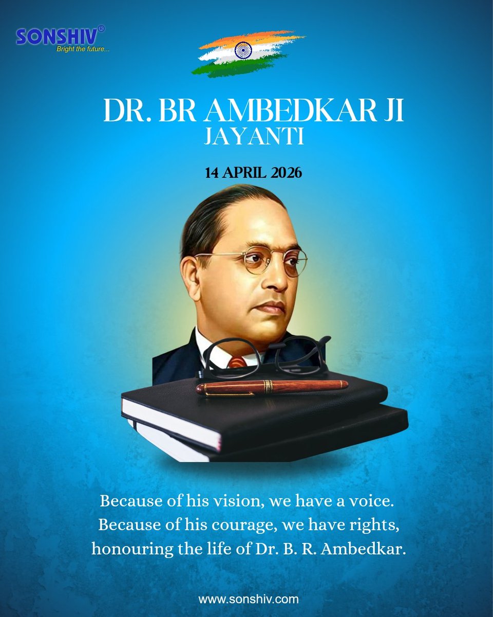 Sonshiv_Group's tweet photo. Because of his vision, we have a voice.
Because of his courage, we have rights.

Honouring the life, legacy, and values of Dr. B.R. Ambedkar on his auspicious Jayanti🕊️

#Drbrambedkar #Ambedkarjayanti #Sonshiv https://t.co/WHbcZrt4IF