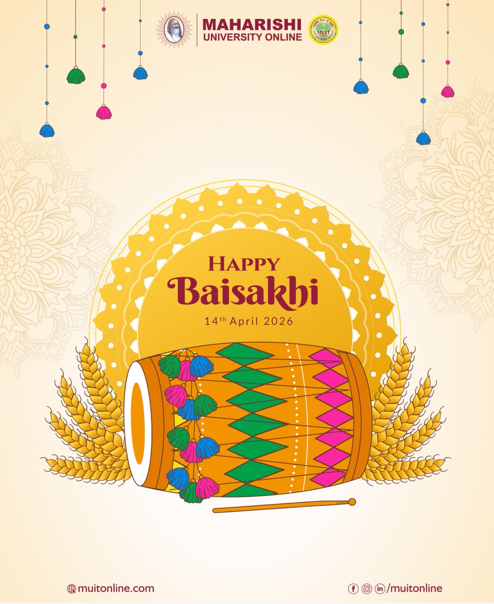 muitonline's tweet photo. May this season bring warmth to your days, peace to your heart, and happiness that stays with you.
Wishing you a joyful and beautiful Baisakhi. #Baisakhi2025 #MaharishiUniversityOnline https://t.co/Tz9FrwJI3J