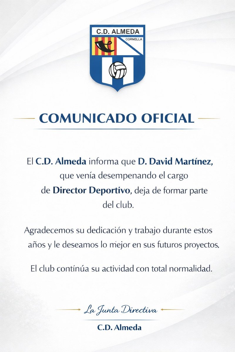 CD_ALMEDA's tweet photo. 🔵⚪️ Comunicado Oficial ⚪️🔵 https://t.co/2ANxpd14W3