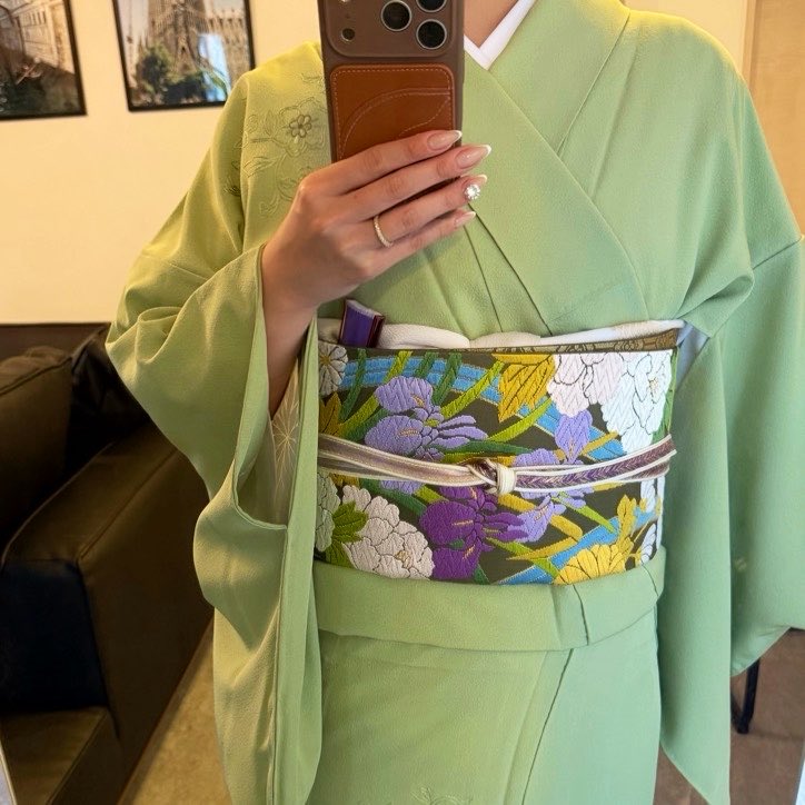 nougeNs's tweet photo. 春の帯♡
菖蒲が出るように着付けてみました。 https://t.co/4NE6o7QLNb