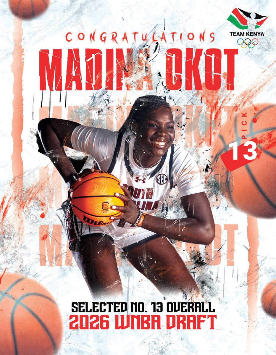 From Mumias to Atlanta,,this is what dreams look like when you refuse to quit 🇰🇪💪

Madina Okot just made HISTORY as the 13th pick in the 2026 WNBA Draft by Atlanta Dream 🏀🔥

Started playing competitively in 2020, and now? FIRST Kenyan ever in the opening round. SIX years.