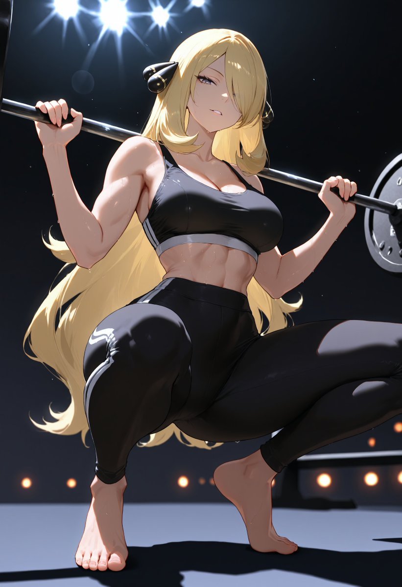 story_with_ai's tweet image. ふふっ、逃げ出さないでね？

今日は下半身を徹底的に鍛えるわよ。私のペースについてこられるかしら？

私と一緒に、最高の身体を目指しましょう。その先にはきっと、もっと素敵な景色が見えるはずだから。✨🪄

#Cynthia #gym #training