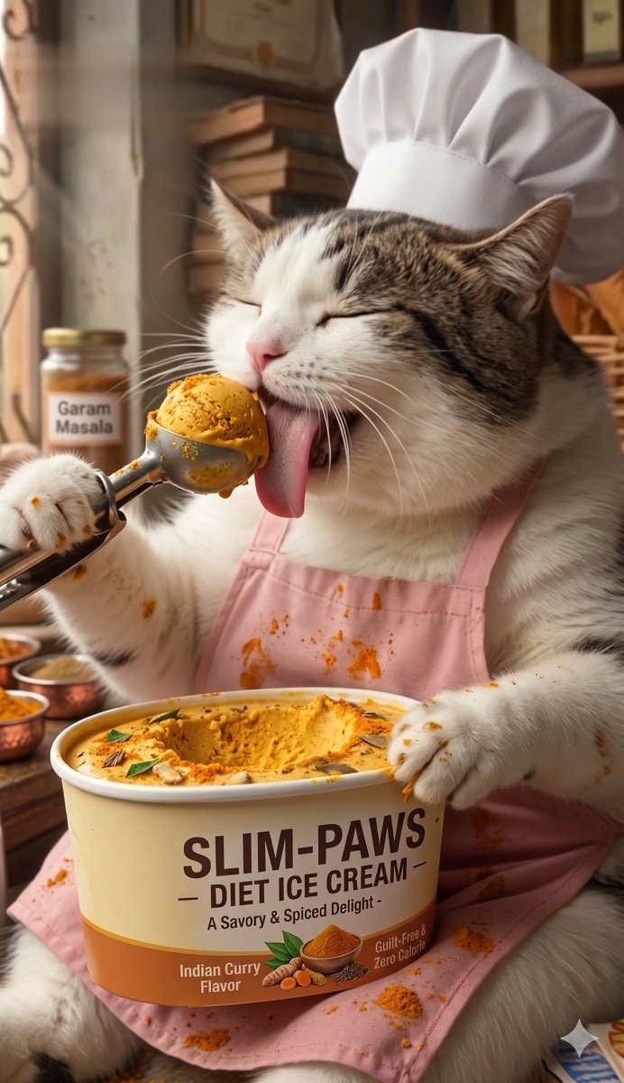 antikpltd2's tweet image. 貓雞山 @catmaid_joker @CatMaid_loven 吃印度咖哩口味的冰淇淋❓
#AI #AIart #icecream #curry #cat