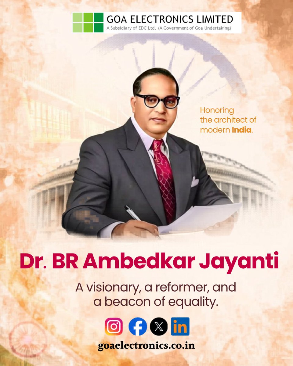 GoaElectronics's tweet image. Dr. BR Ambedkar Jayanti ✒️
#gel #govtgoa #drbrambedkarjyanti