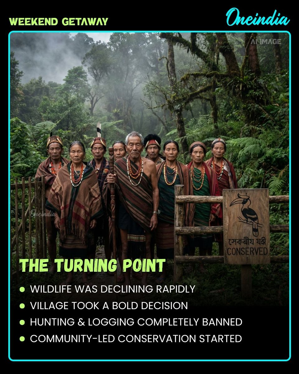 Oneindia's tweet image. A village that chose nature over destruction—banning hunting and protecting wildlife to build a greener, sustainable future. Proof that small decisions can create a big impact.

#GreenVillage #SustainableIndia #ecofriendly #weekendgateaway #OI