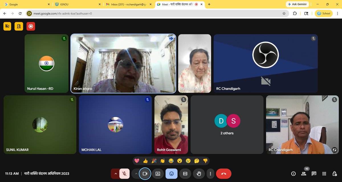 chandigarh_rc's tweet image. नारी शक्ति वंदनम अधिनियम 2023 विषय पर इग्नू क्षेत्रीय केंद्र चंडीगढ़ के माध्यम से ऑनलाइन कार्यक्रम आयोजित किया गया। 

 @OfficialIGNOU
#ignourcchd 
#IGNOU