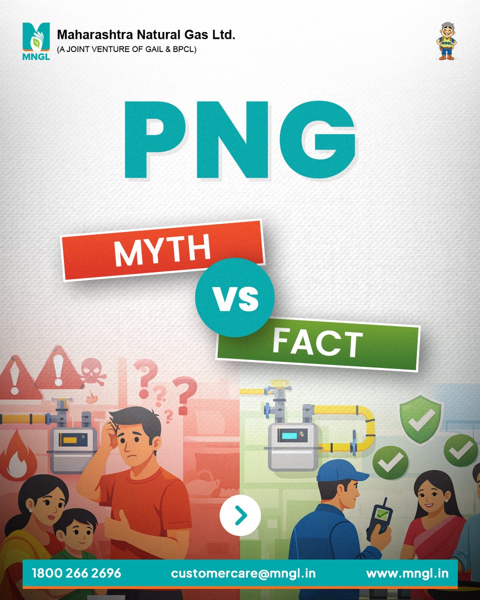 mngl_in's tweet image. Don’t let myths hold you back—switch to smarter, safer energy! 🔍💡
PNG is delivered through secure pipelines and continuously monitored for your safety and peace of mind.

#PNG #MythVsFact #SafeEnergy #SmartChoice #CleanFuel #EnergyAwareness #GoGreen #ReliableEnergy #MNGL