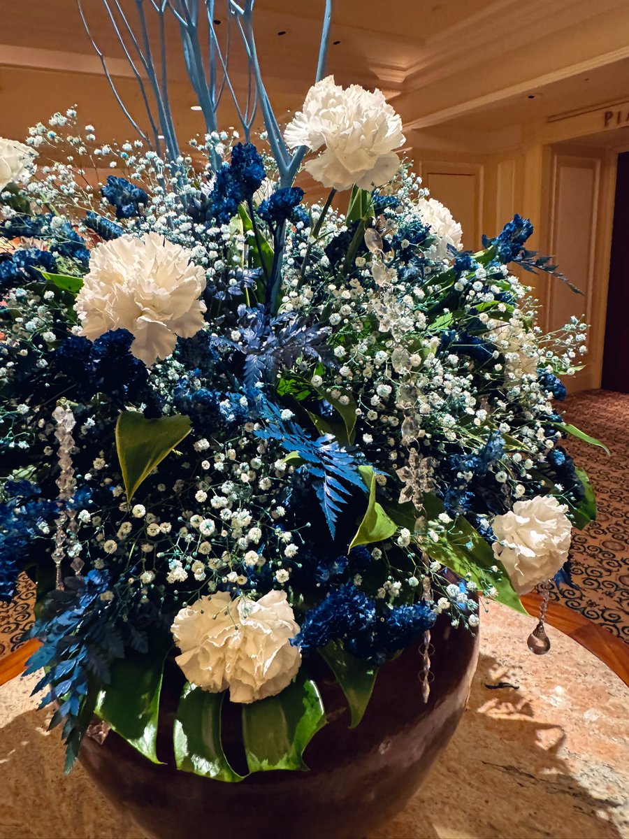 SunBeautifulSea's tweet photo. 超超お久しぶりの
ミラコ宴会場のお花💙🤍🩵

これが噂のジュビリーブル���（であってる？）ですね😊💙

もう何ヶ月も、Xを開くことすら出来ずにいたのですが、久しぶりに軽くTL確認してディズニーの空気吸えました✨少しずつ復活出来たらいいな…😭 https://t.co/h9xT0krPrS