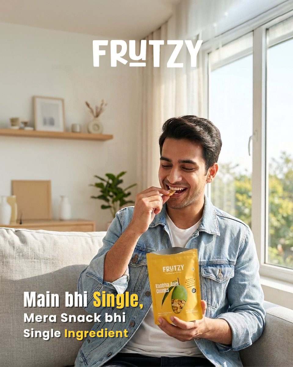 gofrutzy's tweet image. Main bhi single. Snack bhi single ingredient 😌
No drama. Just real fruit.

#Frutzy #EatReal #NoAddedSugar