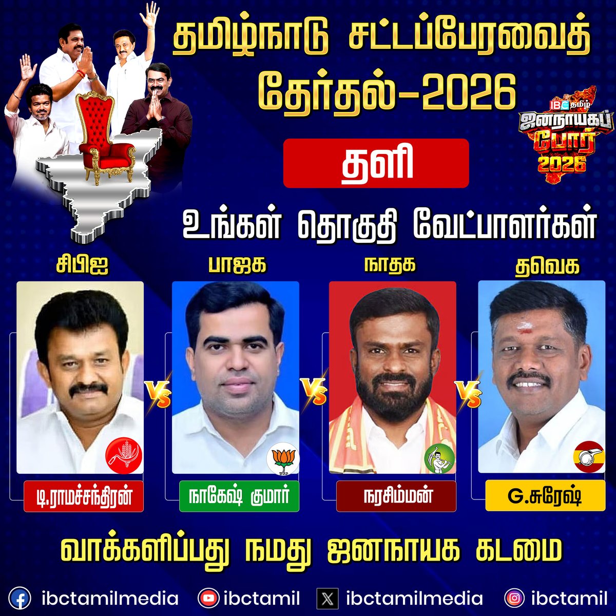ibctamilmedia's tweet image. தளி சட்டமன்ற  தொகுதி வேட்பாளர்கள் | Election 2026 | DMK | ADMK | TVK | NTK | IBC Tamil
#Thali #election2026 #candidate #ibctamil
