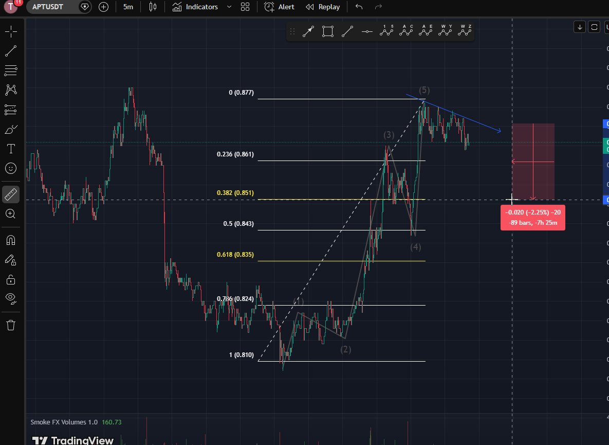teyb_'s tweet photo. The night before last had some great long entries. I liked BNB the most - but the market moved while I was asleep… 😅

Yeah, I could’ve opened from my phone, but I’m really not a fan of that.

Right now there are barely any clean patterns. On the 1H everything is mid-structure - nothing clear yet. So it’s a waiting game…

The only thing I’ve found that looks somewhat decent is $APT.

At first I was shocked by the price - last time I checked, Aptos was around $7 😂

Anyway, from local highs I’m looking at a short for a 2–4% correction.

Hands are itching to jump in right away, but I hate shorting at the lows.

If it gives a better entry - great. If not, I’ll just sit back and wait 🚬