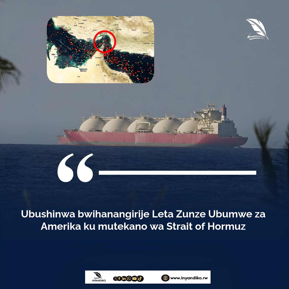 InyandikoTv's tweet image. #Beijing yemeje ko amato yayo akomeje kunyura muri uwo muyoboro nta nkomyi, ndetse ishimangira ko izakomeza kubahiriza amasezerano ifitanye na Iran Iran ajyanye n’ubucuruzi n’ingufu.
Ubushinwa bwanaburiye ko ikintu cyose cyagerageza kubangamira inyungu zabwo kitazihanganirwa.