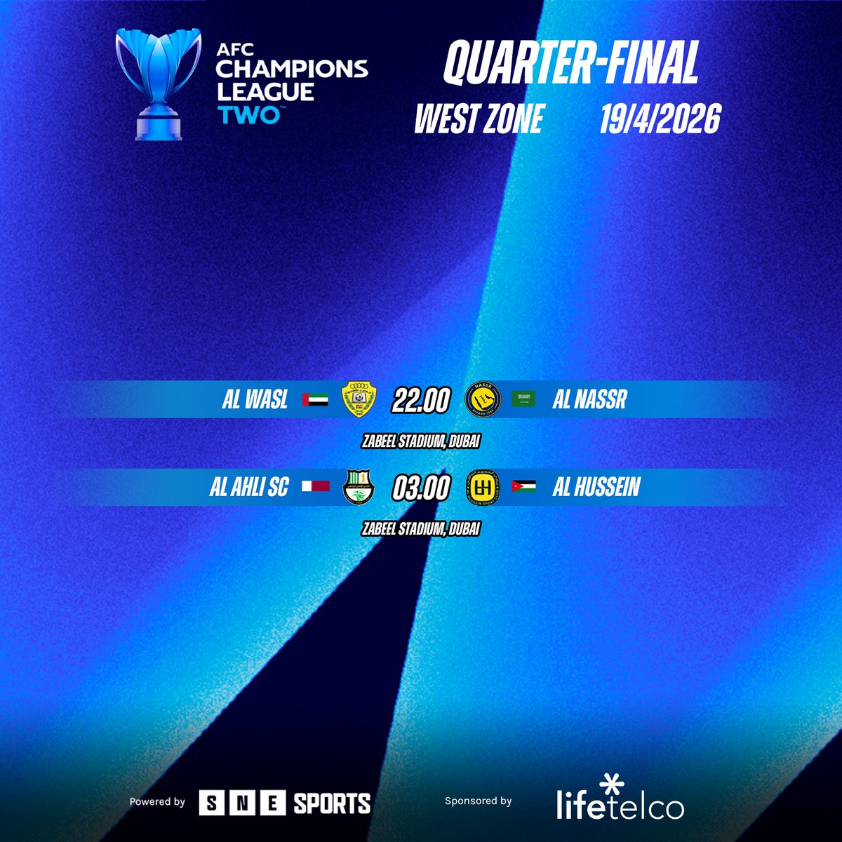 SNE_Sports's tweet image. Fixtures AFC Champions League Two 2025/26 Semi-Final (West Zone) (19/4/2026)

#ACLTwo
#SNESports
#LifeTelco