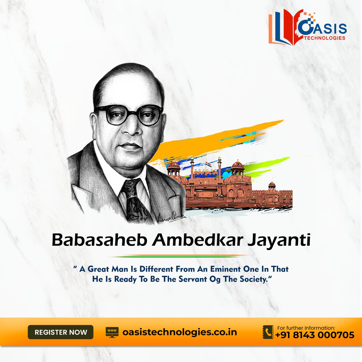 OasisTechhyd's tweet photo. On the inspiring occasion of Ambedkar Jayanti, we honor the legacy of Dr. B. R. Ambedkar — a visionary who believed in knowledge, equality, and empowerment. 🇮🇳
#AmbedkarJayanti #DrBRAmbedkar #OasisTechnologies #EducationForAll #SkillDevelopment #DigitalFuture #LearnAndGrow https://t.co/I9zsDgAy5E