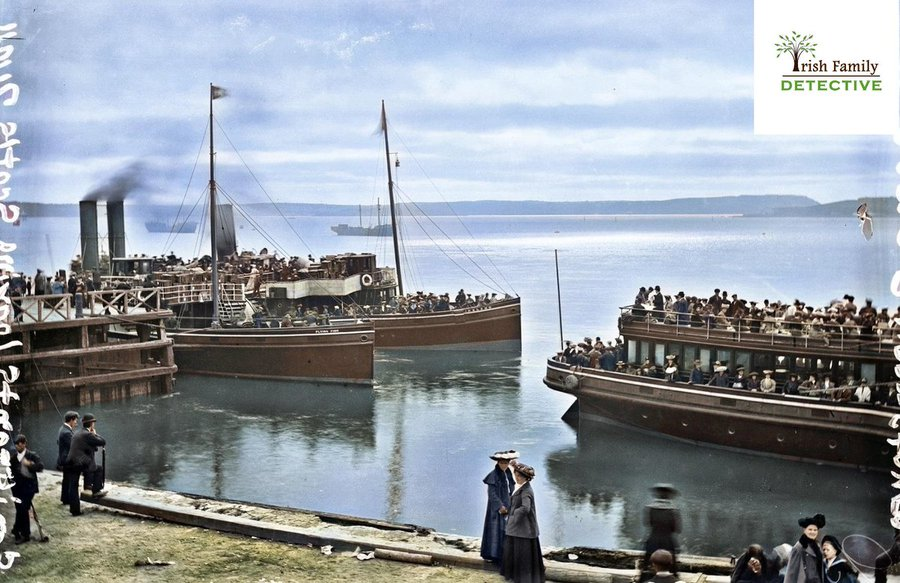 Fiona_Forde_Irl's tweet image. #OnThisDay 1912 the #Titanic sank.  Of the 123 people who boarded small tenders at Scotts Quay #Cobh #Cork to board the liner only 44 of them would survive @CobhTourism #LoveCork #CorkLikeB&amp;amp;W📸NLI - Emigrants leaving Scotts Quay c1890s irishfamilydetective.ie/colourisation
