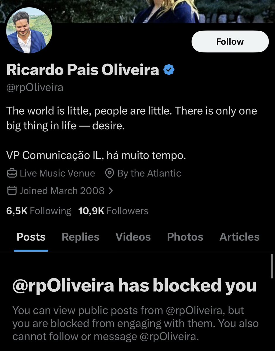 O BE e a Mortagua nunca me bloquearam mas estou bloqueado pela conta da IL e do “VP de comunicação”. 

A diferença entre um partido com estrutura que sabe que até críticas são engagement e amadores embirrentos.