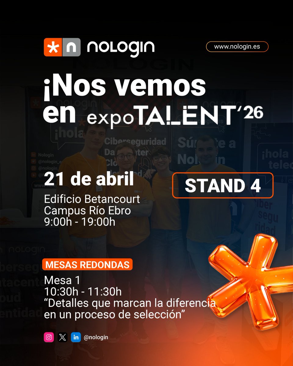 📣📅 Una edición más, Nologin formará parte de Expotalent, organizado por <a href="/UniversaUnizar/">Universa</a> el próximo martes 21 de abril, de 9:00h a 19:00h en el edificio Betancourt del Campus Río Ebro. ¡Nos vemos en el stand 4!

🗣️Además, Tamara Antoñanzas participará en la mesa redonda.