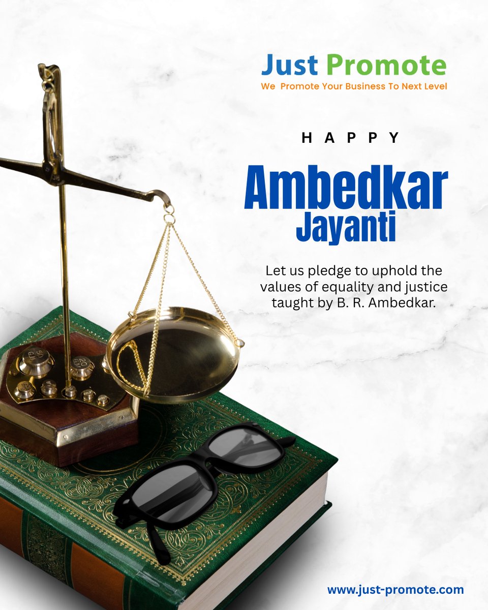 Justpromote2016's tweet photo. Let us pledge to uphold the values of equality and justice taught by B. R. Ambedkar.
Happy Ambedkar Jayanthi 2026!

--Just Promote

#BRAmbedkarJayanti #AmbedkarJayanti #DrBRAmbedkar #JaiBhim #EqualityForAll #SocialJustice #IndianConstitution #Inspiration #AmbedkarLivesOn https://t.co/d7Yb23MEJd