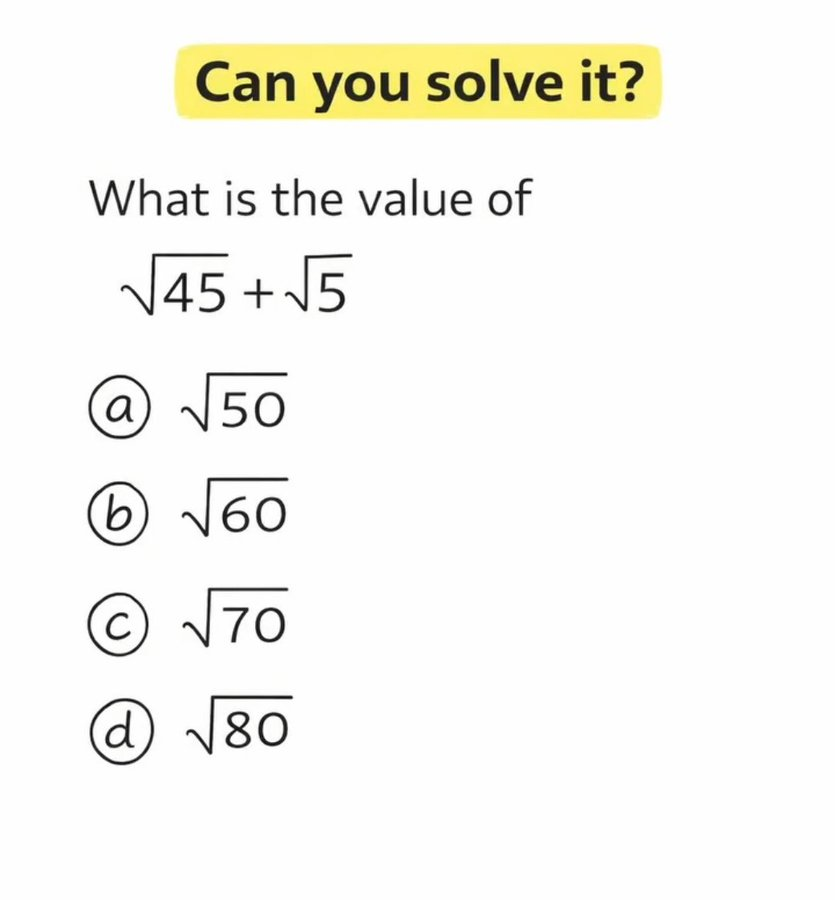 ZeroToInfinityz's tweet image. 🤯 comment your answer 

#math #maths #mathematics #mathtest #mathquiz