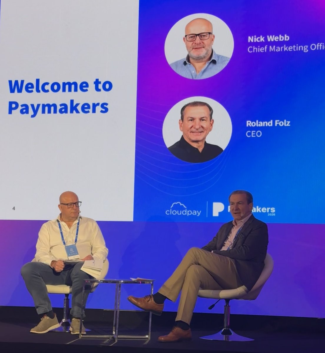 PeteTiliakos's tweet photo. Listening to CEO Roland Folz talk the power of community in global payroll and how it shows up in the @CloudPay CX... #Paymakers2026 https://t.co/9KikaAZdSh