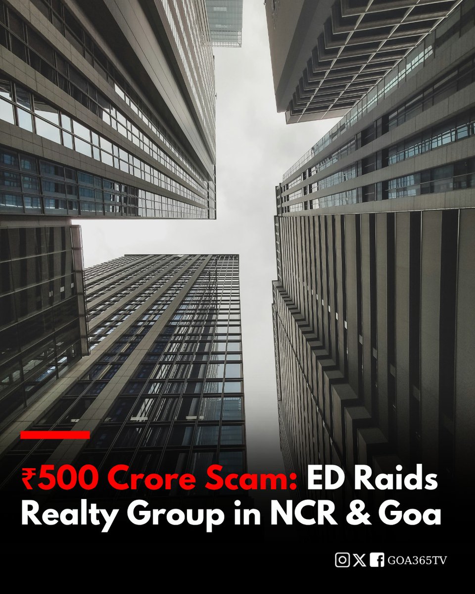 goa365tv1's tweet image. The Enforcement Directorate conducted raids at seven locations linked to a Gurugram-based real estate group across NCR and Goa on April 13, in connection with an alleged investor fraud exceeding ₹500 crore. 

#EDRaids #RealEstateScam #InvestorFraud #GoaNews #Goa365