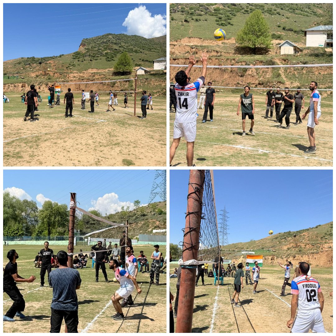 Heroofkashmir's tweet photo. Serving fitness, building unity! 🏐
A friendly Volleyball Match at Pazalpura on 14 Apr 2026 brought together youth across age groups, promoting team spirit fitness and camaraderie.
#IndianArmy #YouthEngagement #AwamAurJawan #FitIndia #CommunityBonding # #BadaltaKashmir #JaiHind. https://t.co/Ls9cdmjWNh