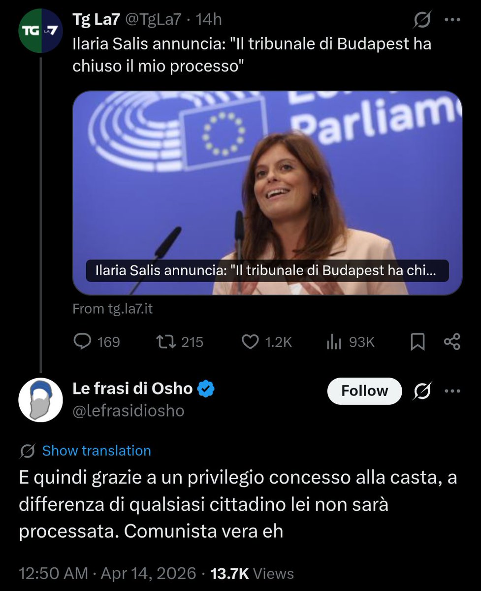 Il tribunale ungherese chiude il procedimento, dimostrando che le accuse contro <a href="/SalisIlaria/">Ilaria Salis</a> erano costruite artificialmente dal regime fascista di Orban.

I fasci nostrani non l'hanno presa bene.
Fiumi di Maalox e Preparazione H non bastano ad alleviare i bruciori!